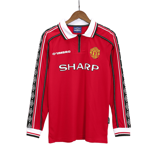 Beckham #7 Manchester United 1998/99 Hjemme Retro drakt Langermet