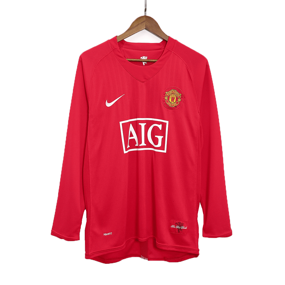 RONALDO #7 Manchester United 2007/08 Hjemme Retro drakt Langermet
