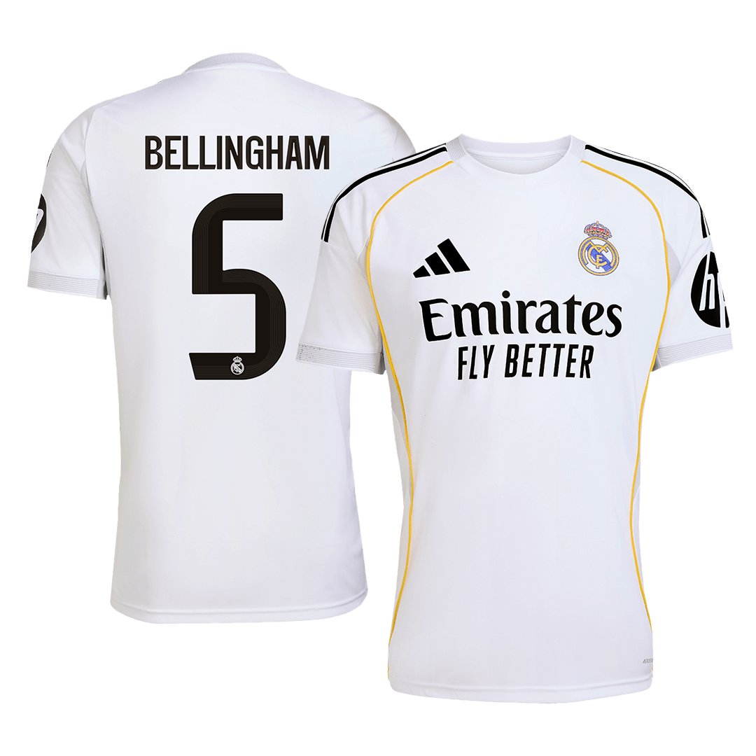 BELLINGHAM #5 Real Madrid Hjemme Hvit Herrer Fan-drakt 2025/26