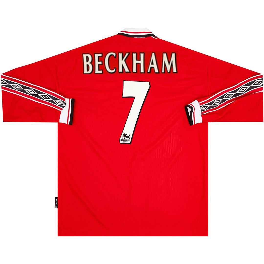 Beckham #7 Manchester United 1998/99 Hjemme Retro drakt Langermet