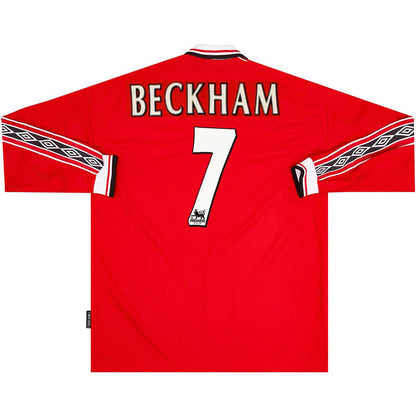 Beckham #7 Manchester United 1998/99 Hjemme Retro drakt Langermet