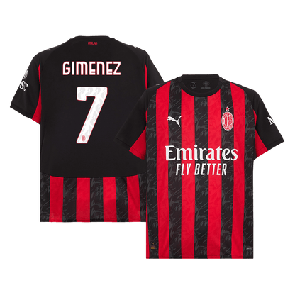 GIMENEZ #7 AC Milan Hjemme Rød og Svart Herrer Fan-drakt 2025/26