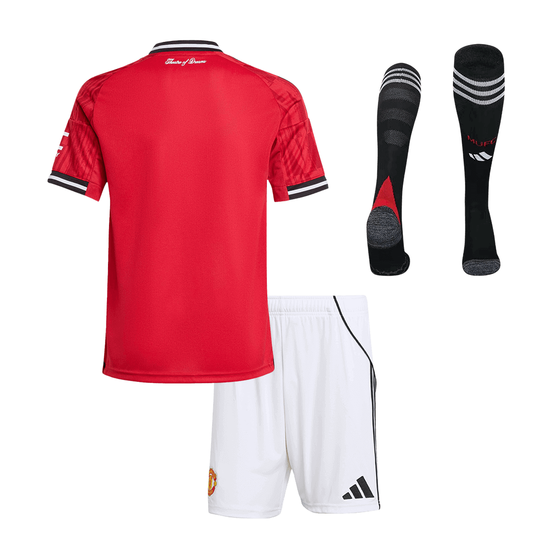 Manchester United Hjemme Barn Draktsett 2025/26 – Trøye + Shorts + Strømper