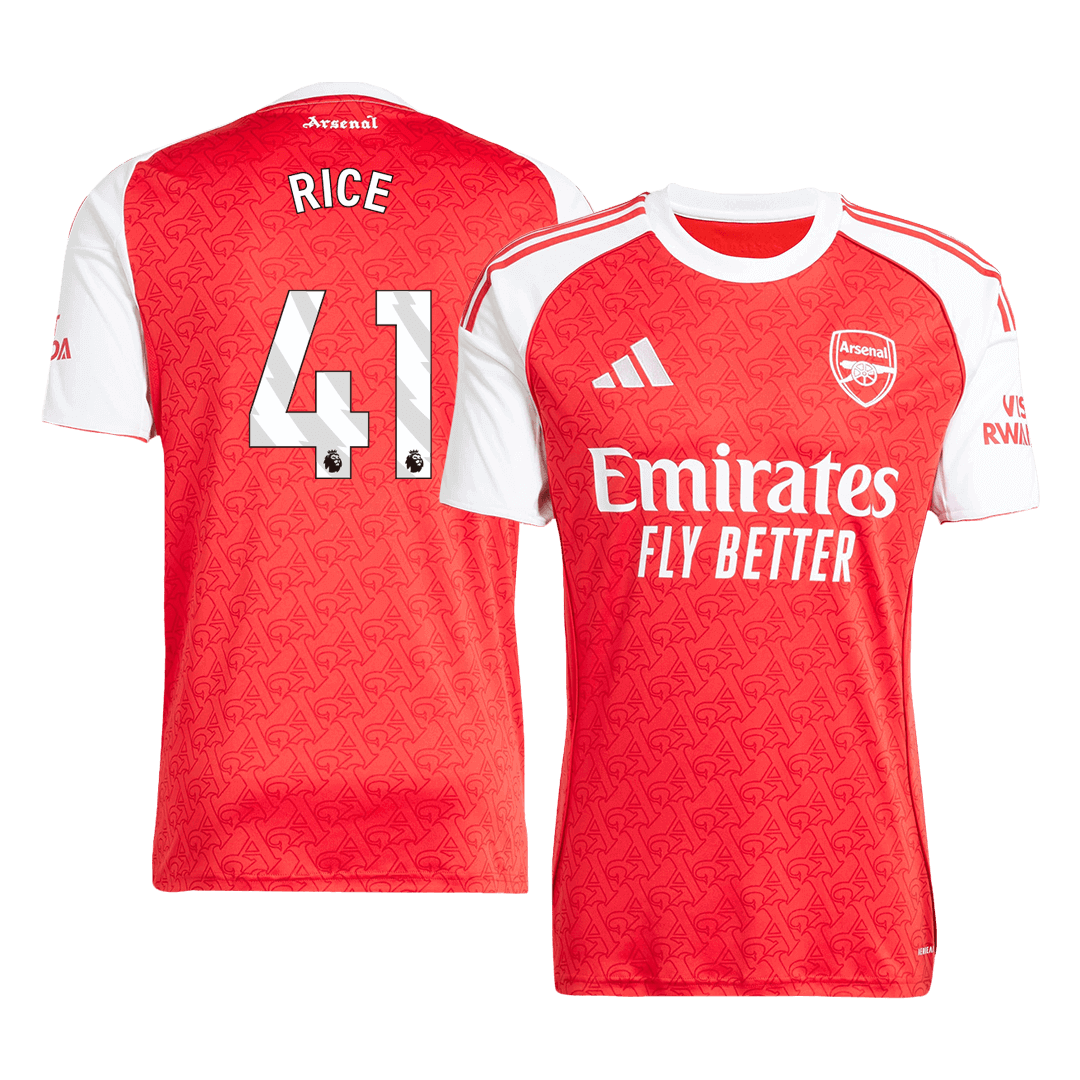 RICE #41 Arsenal Hjemme Rød Herrer Fan-drakt 2025/26