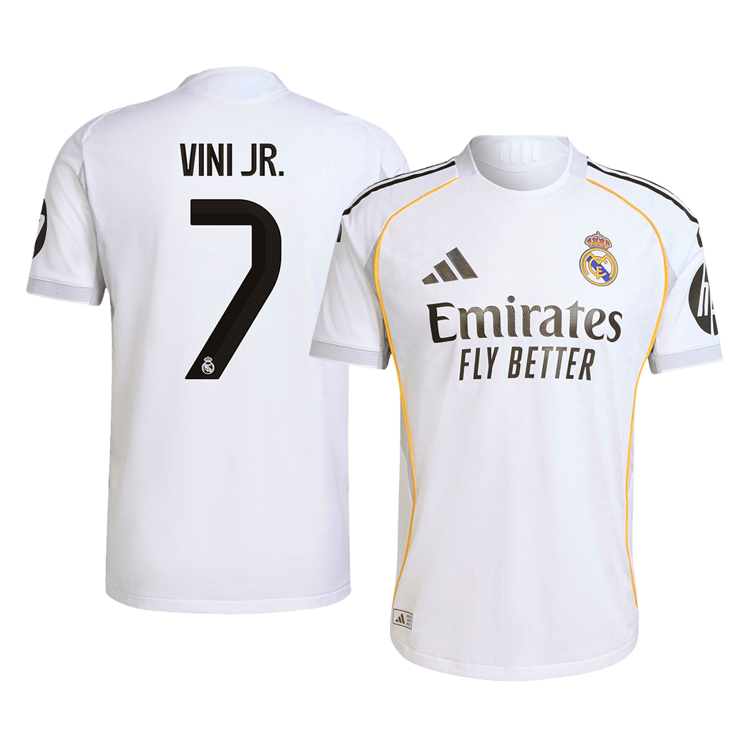 VINI JR. #7 Real Madrid Hjemme Hvit Herrer Matchdrakt 2025/26