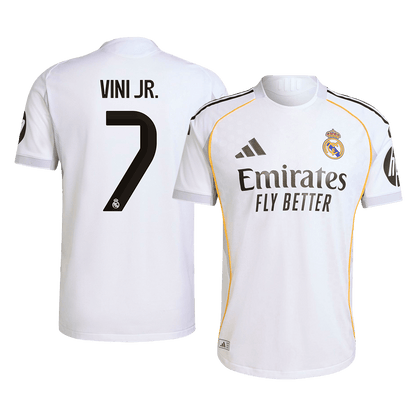 VINI JR. #7 Real Madrid Hjemme Hvit Herrer Matchdrakt 2025/26