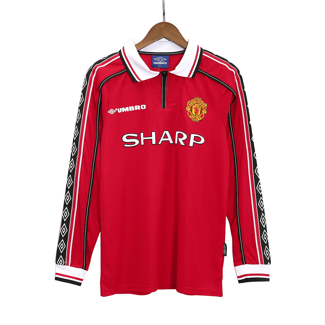 Beckham #7 Manchester United 1998/99 Hjemme Retro drakt Langermet