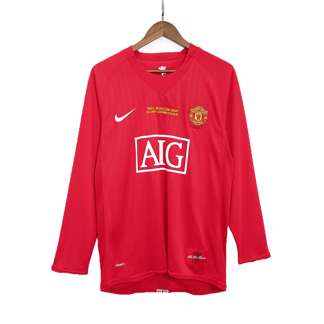 Manchester United 2007/08 Hjemme Retro drakt Langermet – UCL-finale
