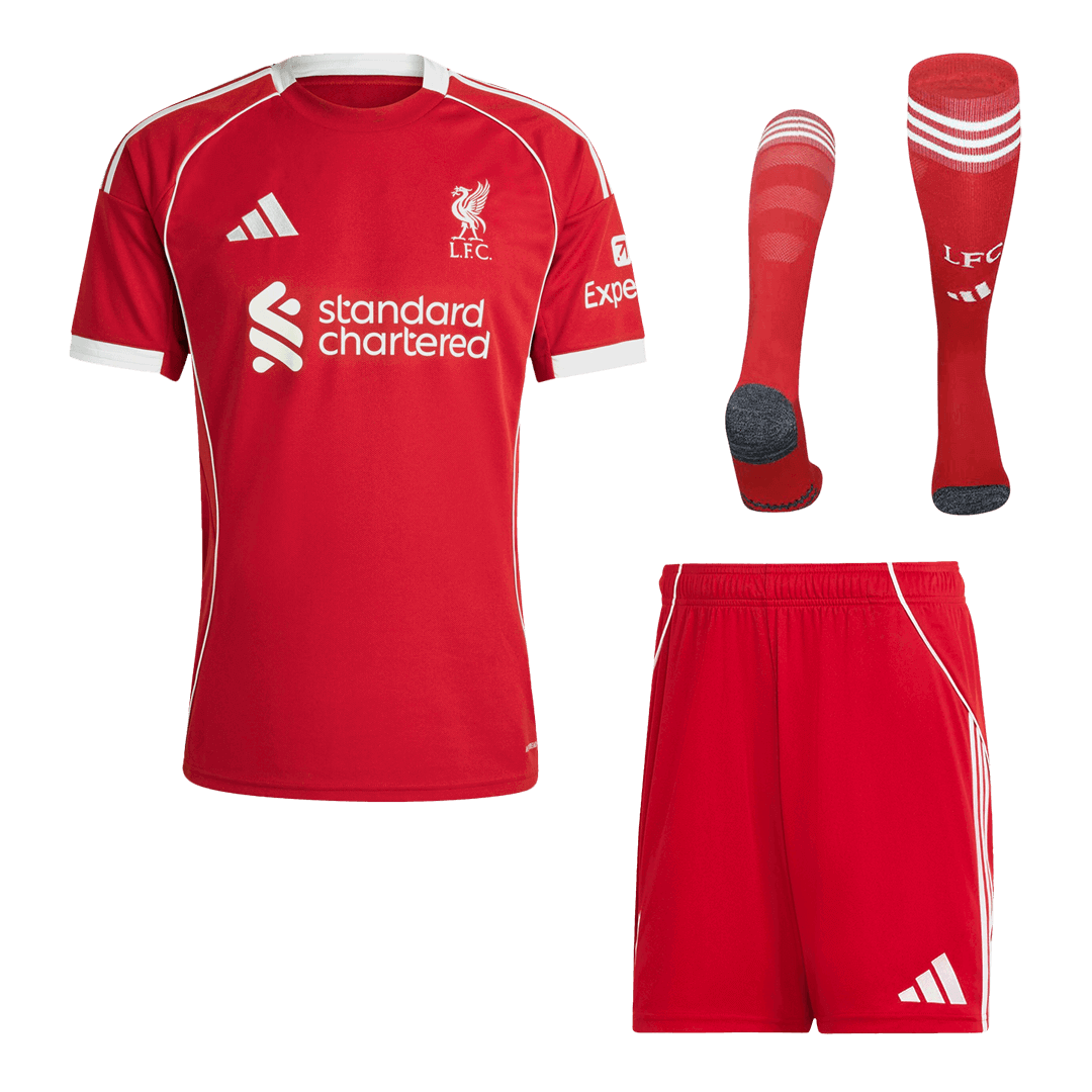 Liverpool Hjemme Full Barn Draktsett 2025/26 – Trøye + Shorts + Strømper